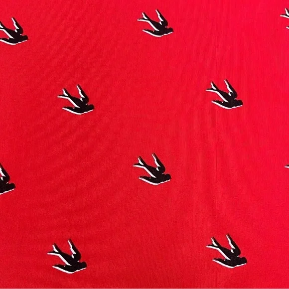 Authentic Alexander McQueen Red Bird Print Midi Dress - Picture 6 of 8